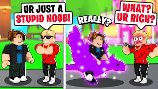 NOOB With A MEGA NEON PHOENIX Rich Flexer Tried To ROAST US Roblox Adopt Me [upl. by Cilla566]