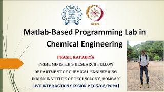 NPTEL  MATLAB Based Programming Lab in Chemical Engineering  Week 2 [upl. by Wright]