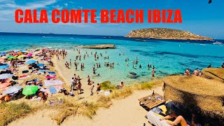 IBIZA CALA COMTE BEACH WALK 5K UHD July 2024  Beautiful IBIZA BEACH WALK near San AntonioPart 1 [upl. by Lennaj]