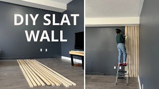 Modern Living Room Design Part 1  DIY Wood Slat Wall [upl. by Enoch981]