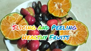 PEELING SLICING SATISFYING HEALTHY FRUITS STRAWBERRYAPPLE BLACKGRAPES CITRUS [upl. by Tansy]