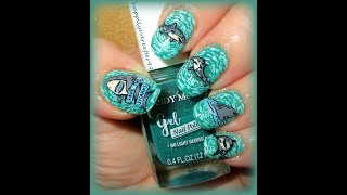 Shark Nail Art Stamping using Maniology Plates M377 amp MXM105 [upl. by Epps]