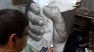 Airbrushing 3D illusion on tshirt [upl. by Yendirb]