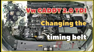 Vw CADDY 20 Tdi Changing the timing belt تبديل قشاط التوقيت فوكس فاجن كادي AudiVwSkodaGolfSeat [upl. by Gilbertine]