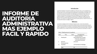 como hacer un informe de AUDITORIA ADMINISTRATIVA más ejemplo FÁCIL y RÁPIDO 2024 [upl. by Hanej410]