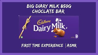 Trying The BIG 850g quotCadburys Diary Milkquot Chocolate Bar for the First Time  ASMR [upl. by Idissac]