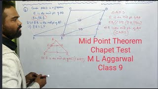 Mid point Theorem class 9  M L Aggarwal  icse Chapter test  Mid point theorem class 9 solution [upl. by Farrel]