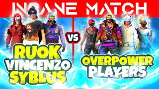 Vincenzo  Ruok  Syblus vs Overpowered players  Free Fire 4 Vs 4 Insane Fight Bw Legends [upl. by Nevur711]