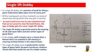 Difference between single lift dobby and dobby lift dobby [upl. by Lea]