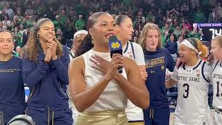 Niele Ivey addresses the crowd after win over Louisville [upl. by Nyret]