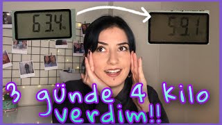 3 GÜNDE 4 KİLO VERDİM diyet listem nelere dikkat ettim 3 günde 4 kilo verdiren detoks sporsuz [upl. by Aiouqes]