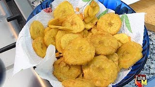 Patacón o tostones cubanos y chicharritas de plátano macho [upl. by Sevart]