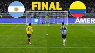 ARGENTINA vs COLOMBIA  Penales  Final Copa América 2024  Messi contra Diaz  Jugabilidad PES [upl. by Anairdna]