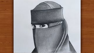 güzel eşarplı kadın çizimi  How to draw girl wearing hijab  Muslim girl drawings Girl drawing [upl. by Va]