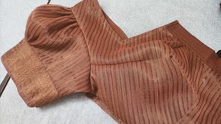 Very Easy Method for beginnersTrending puff sleeve design cutting and stitching for blouse [upl. by Coralie]