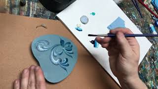 Telemark Rosemaling  Heart Shaped box in Blue  Art of Lise Lorentzen  ASMR [upl. by Alexandria]