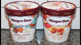 HäagenDazs Ice Cream Vanilla Caramel Pecan amp New York Strawberry Cheesecake Review [upl. by Alehc]