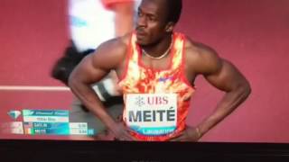 Justin Gatlin beats Meite to win mens 100m race in Lausanne 2017 IAAF Diamond League [upl. by Hairahs]