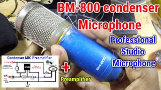 BM800 Condenser microphone  BM800 condenser microphone Curcuit Diagram  Preamplifier [upl. by Darton685]