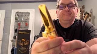 Theo Wanne Durga 5 8 GoldPlated Baritone Saxophone Mouthpiece Unboxing and First Time Playing [upl. by Nevar466]