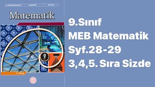 9SINIF MEB MATEMATİK DERS KİTABI S2829 345 SIRA SİZDE [upl. by Leonhard]