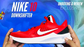 Nike Downshifter 10 Series  Unboxing amp Review  Nike under ₹3000  Fiercing Red Colour 🔥 🔥 [upl. by Zeiler]