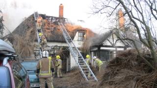 LARGE THATCHED HOUSE FIRE IN ELMSWELL [upl. by Iene129]