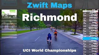 Zwift Maps Richmond UCI World Championships Course [upl. by Esinal534]