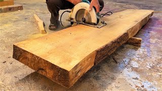 Woodworking Making Large Dining Table Set Design  Monolithic Wood Woodworking Skill [upl. by Eisned]