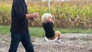 Baby Going Down the Zip Line at Siegels Pumpkin Farm 2024 [upl. by Reggi]