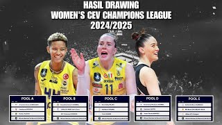 HASIL DRAWING WOMENS CEV CHAMPIONS LEAGUE 20242025 ‼️ [upl. by Sheryl169]