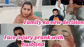 Face injury prank with husband  Family ka Ghar K liye decision  Alishba Amir daily vlog [upl. by Fergus380]