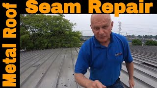 Anyone can Repair a Metal Roof Seam leak in 3 minutes DIY Turbo Poly Seal [upl. by Ordisi]