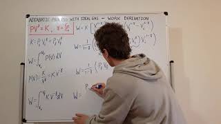 Adiabatic Process with Ideal Gas  Work Derivation Integration Area Under Curve Exponent Gamma [upl. by Fayina188]