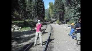 Flagging down the 345 pm train along the Durango and Silverton Railroad at Needleton CO [upl. by Marolda]