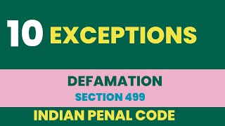 Exceptions of Defamation  Section 499  Indian Penal Code l Legal Ontologies [upl. by Eiznekcam]