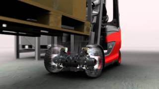 Linde Electric Forklifts Dual FrontWheel Drive amp Combi Axle [upl. by Rip461]