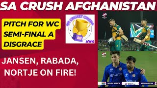 SOUTH AFRICA CRUSH AFGHANISTAN IN WC SEMIFINALRUBBISH T20 PITCH PREPARED FOR WC SEMI…KARMA BITES [upl. by Rochette]