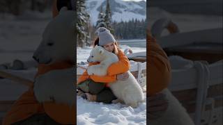 Girl amp little polar bear cuteanimals animals [upl. by Corliss]