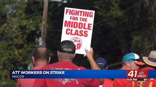 ATampT workers on strike including those in Middle Georgia [upl. by Drofhsa813]