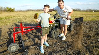 Digging Dirt and Finding Toys with Kids Plow  Tractors for kids [upl. by Lemraj]