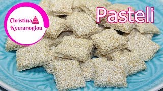 Pasteli griechischer Sesamsnack  griechische Sesamriegel Pasteli  Παστέλι  Greek Pasteli [upl. by Boothe]