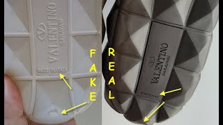 Valentino sandals real vs fake How to spot fake Valentino Roman Stud turtle slides [upl. by Ettevets]