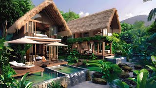 Luxury Tropical EcoResort with Modern Thatched Villas  Serene Pool amp Lush Greenery Getaway [upl. by Becker]