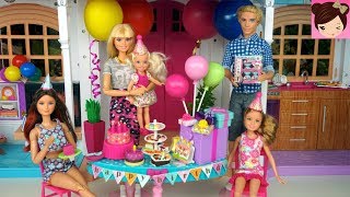 Barbie Chelsea Birthday Party Routine in Hello Dream House [upl. by Kanal470]