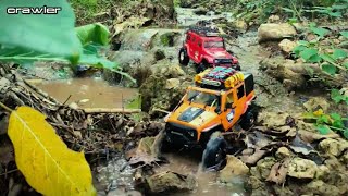 Rubicon offroad and jeep orange in water rc car mudding scale 110 crawler [upl. by Georgette]