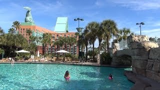 Walt Disney World Swan amp Dolphin Pools Beach  Grotto Pool Water Slide POV Jacuzzis Swan Boats [upl. by Vitale]