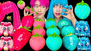 ASMR ICE CREAM PINK BLUE PARTY 다양한 블루 핑크 아이스크림 젤리 먹방 DESSERTS JELLY CANDY MUKBANG EATING SOUNDS 咀嚼音 [upl. by Attayek]