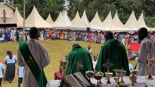 Offertory procession at Bugembe Parish Mass by Fr Bashobora [upl. by Esirehc]