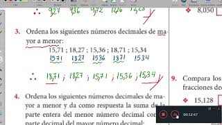 Ordenamiento de números decimales exactos hasta los centésimos 5to de Primaria [upl. by Anelad966]